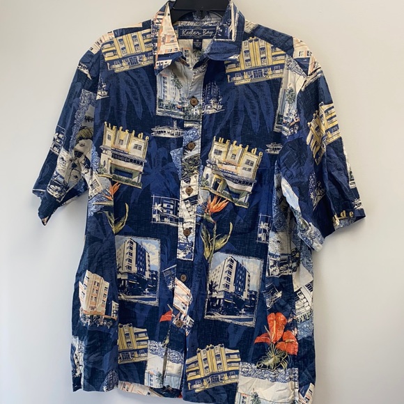 Keeler Bay surf side button front shirt Hawaiian M - Picture 1 of 5